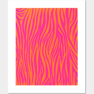 Pink and Orange Zebra Stripes Posters and Art